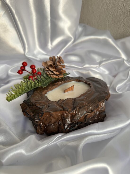 VIENETINE, puošni žvakė gipsiniame indelyje